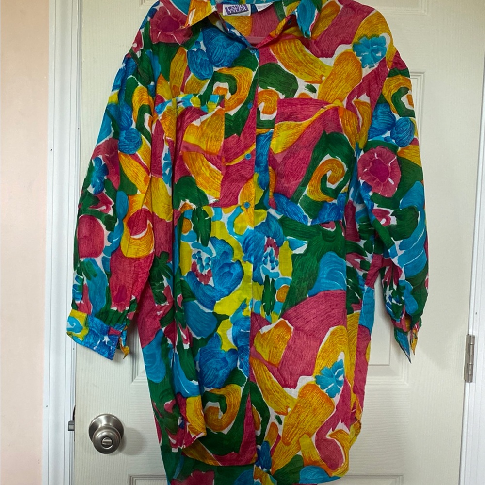 Vintage Laura Tyler Colorful Button Up Blouse